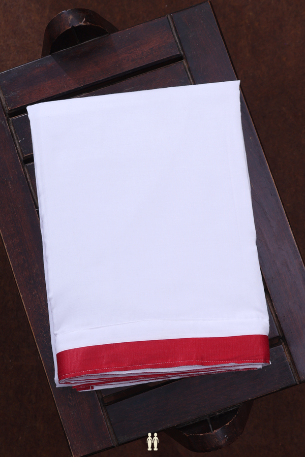 Contrast Border Pure White Cotton Adjustable Velcro Dhoti