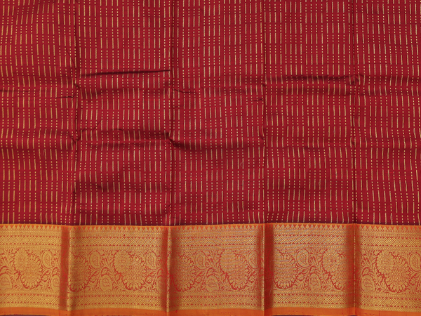 Stripes Design Red Kanchipuram Pavadai Sattai Material