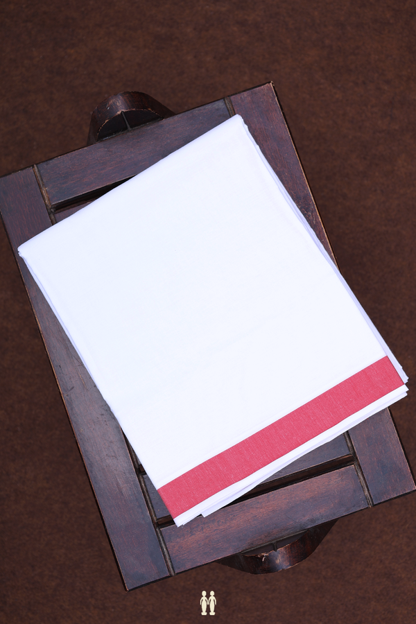Contrast Border White Cotton Dhoti