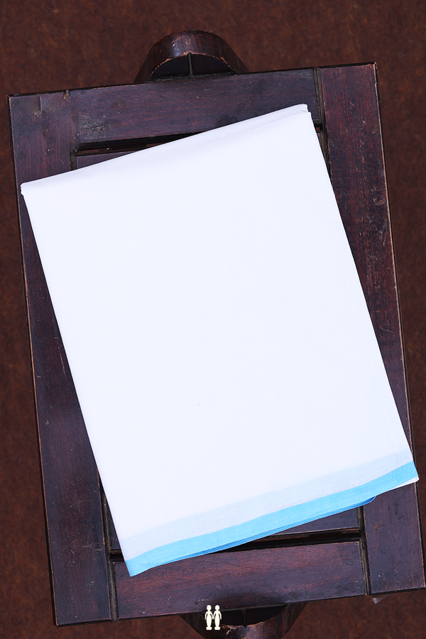 Contrast Border White Cotton Dhoti