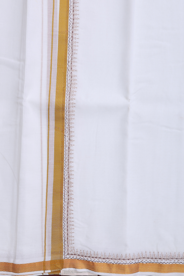 Zari Border White Cotton Dhoti