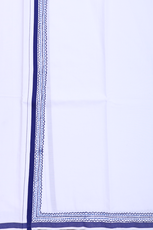 Contrast Border White Cotton Dhoti