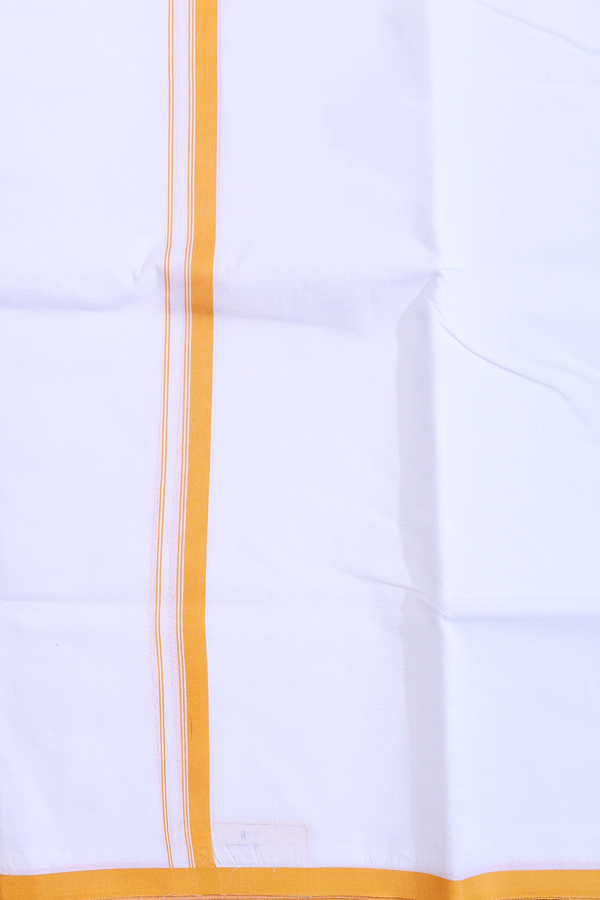Contrast Border White Cotton Dhoti