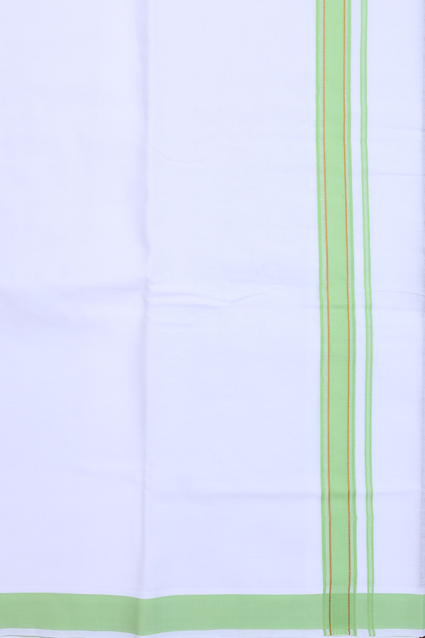 Contrast Border White Cotton Dhoti