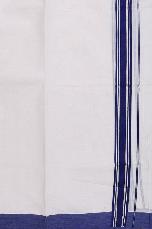 Contrast Border White Cotton Dhoti