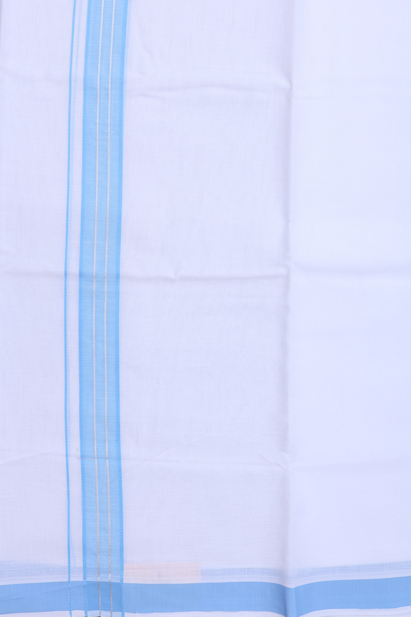 Contrast Border White Cotton Dhoti