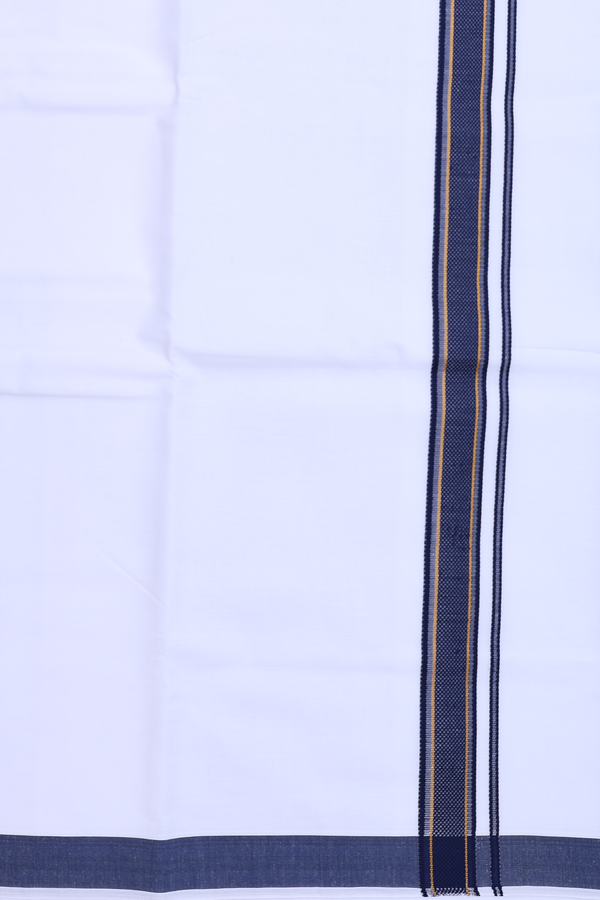 Contrast Border White Cotton Dhoti