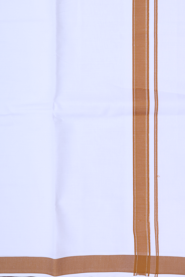 Contrast Border White Cotton Dhoti