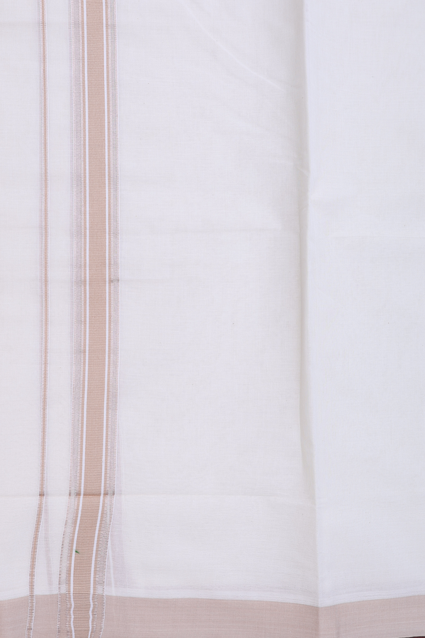 Contrast Border White Cotton Dhoti