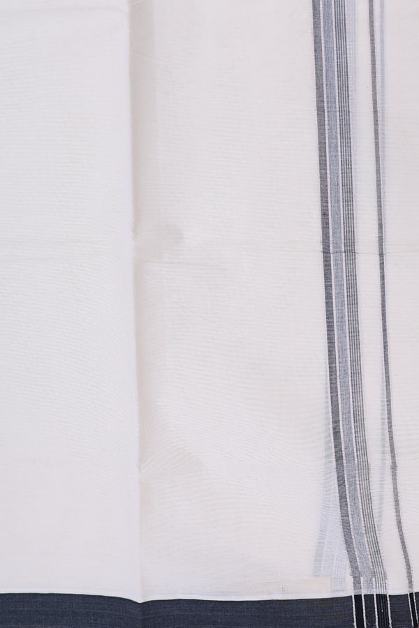 Contrast Border White Cotton Dhoti