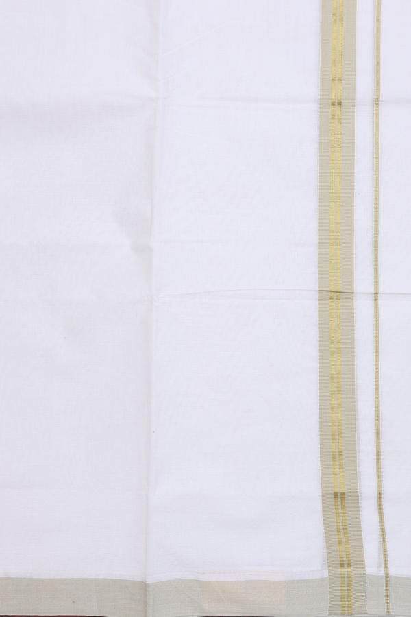 Contrast Border White Cotton Dhoti