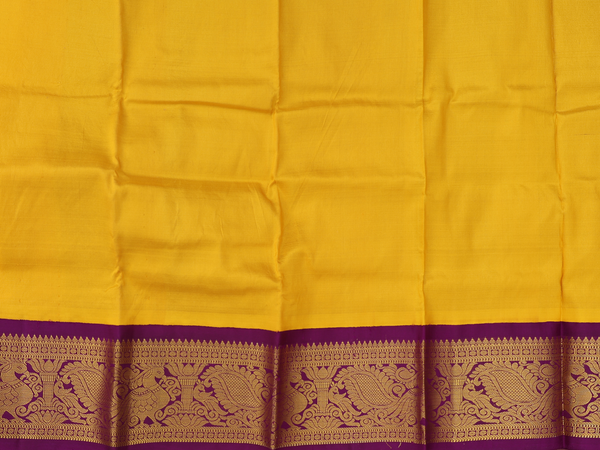Contrast Border Yellow Kanchipuram Pavadai Sattai Material