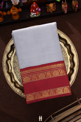 Contrast Korvai Border Grey Kanchipuram Silk Saree
