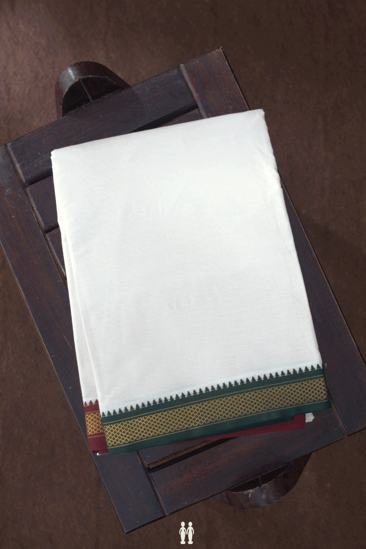 Contrast Zari Border Egg White Dhoti With Angavastram Set