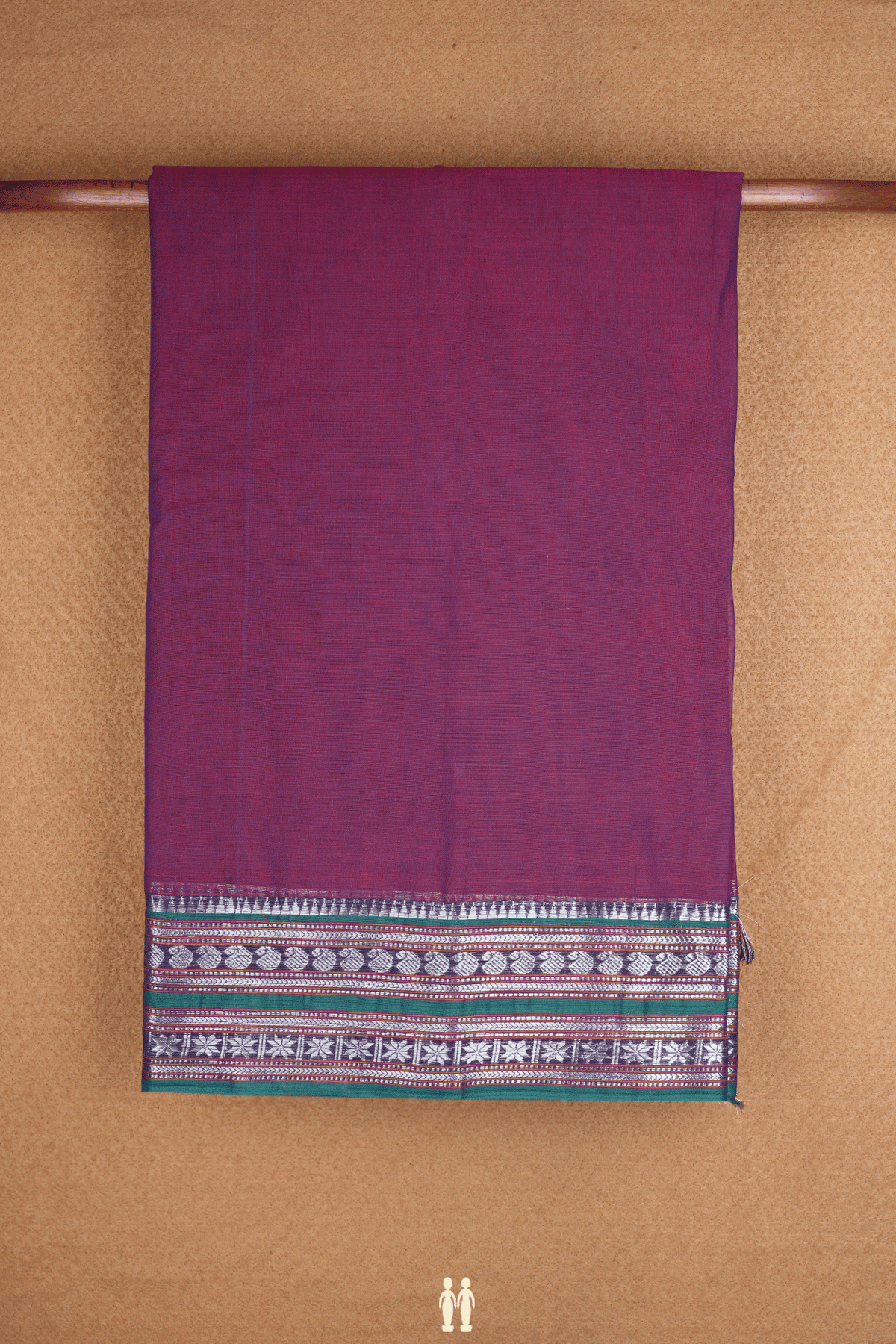Contrast Zari Border Plain Berry Purple Dharwad Cotton Saree