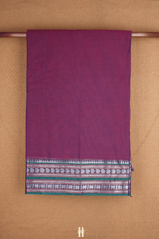 Contrast Zari Border Plain Berry Purple Dharwad Cotton Saree