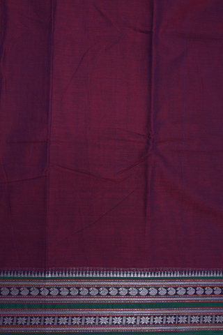 Contrast Zari Border Plain Berry Purple Dharwad Cotton Saree