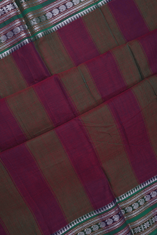 Contrast Zari Border Plain Berry Purple Dharwad Cotton Saree