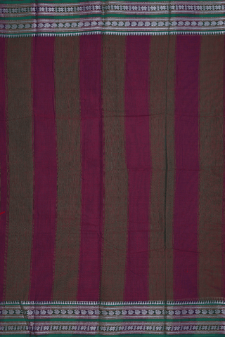 Contrast Zari Border Plain Berry Purple Dharwad Cotton Saree