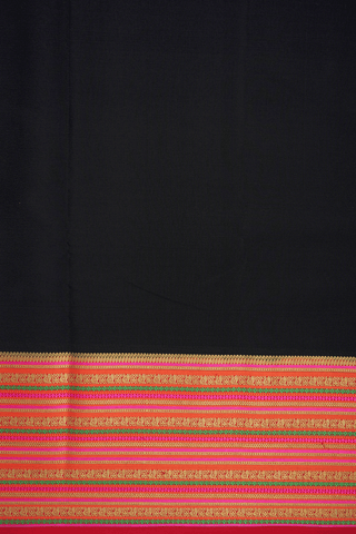 Contrast Zari Border Plain Black Mysore Silk Saree