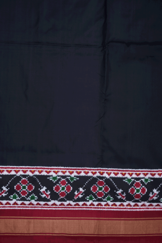 Contrast Zari Border Plain Black Pochampally Silk Saree