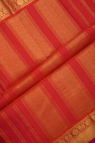Contrast Zari Border Plain Burgundy Kanchipuram Silk Saree