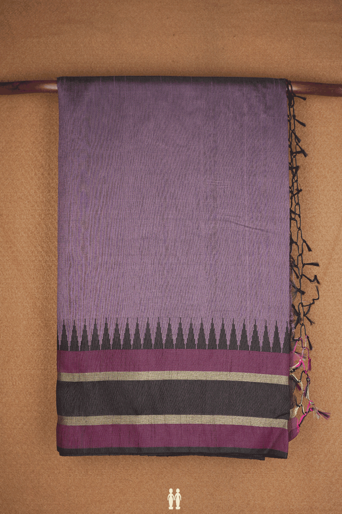 Contrast Zari Border Plain Dusty Purple Semi Jute Saree