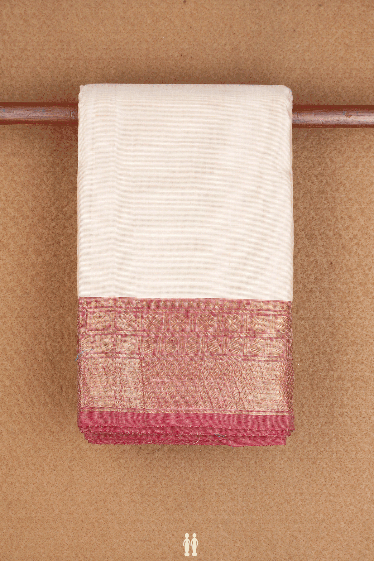 Contrast Zari Border Plain Ivory Chettinadu Cotton Saree