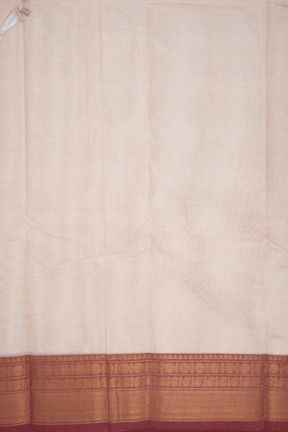 Contrast Zari Border Plain Ivory Chettinadu Cotton Saree