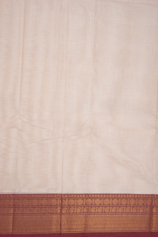 Contrast Zari Border Plain Ivory Chettinadu Cotton Saree