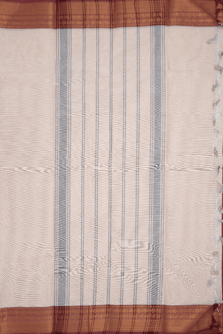 Contrast Zari Border Plain Ivory Chettinadu Cotton Saree