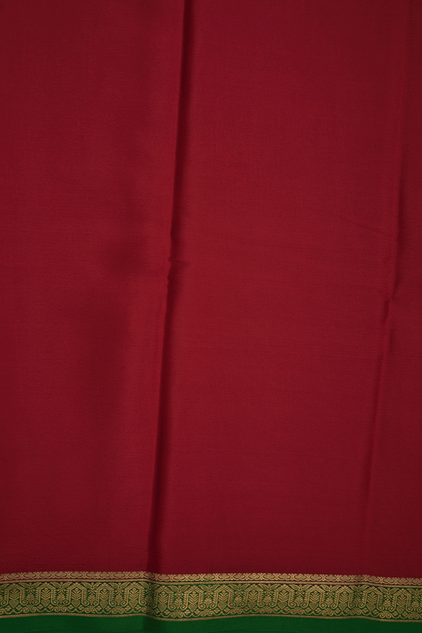 Contrast Zari Border Plain Ruby Red Mysore Silk Saree