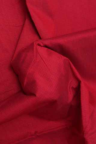 Contrast Zari Border Plain Scarlet Red Kalyani Cotton Saree