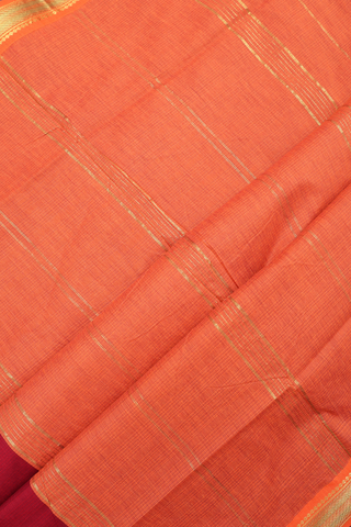 Contrast Zari Border Plain Scarlet Red Kalyani Cotton Saree