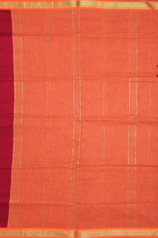 Contrast Zari Border Plain Scarlet Red Kalyani Cotton Saree