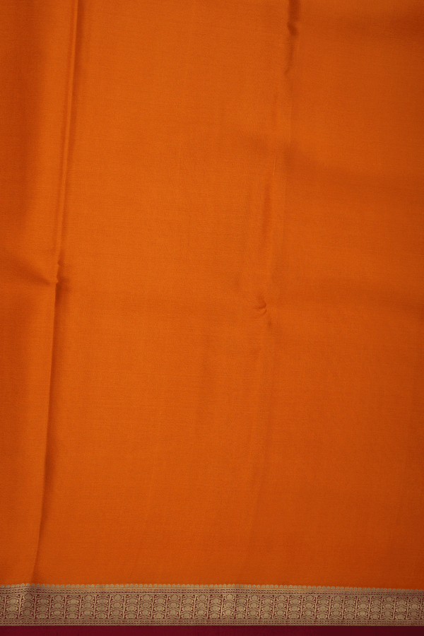 Contrast Zari Border Plain Tangerine Orange Mysore Silk Saree