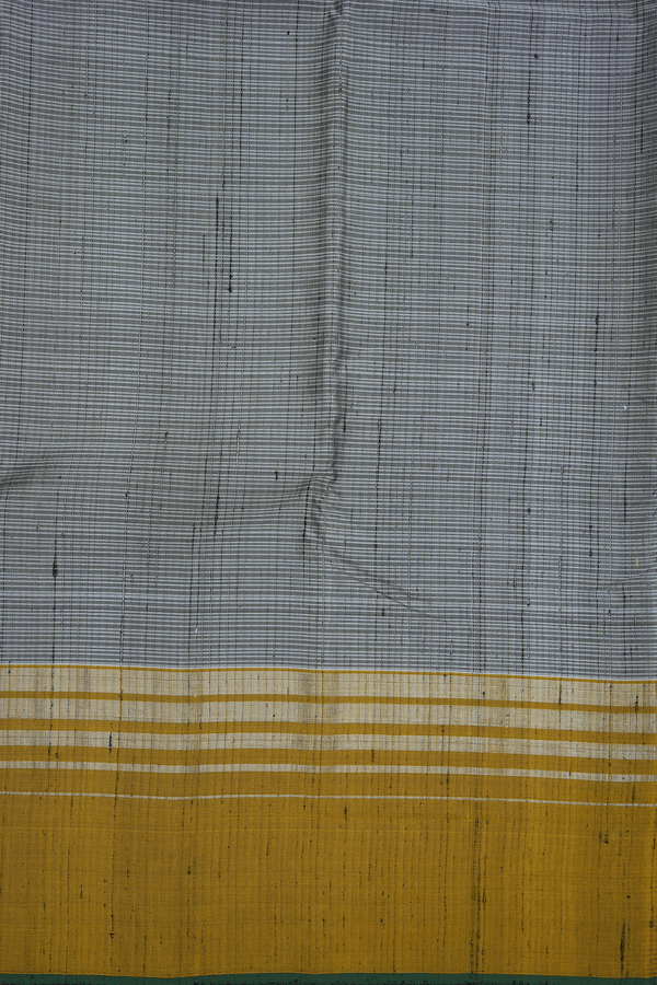 Contrast Zari Border Steel Grey Kanchipuram Silk Saree
