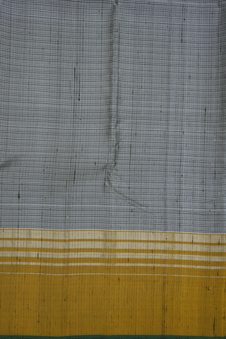 Contrast Zari Border Steel Grey Kanchipuram Silk Saree