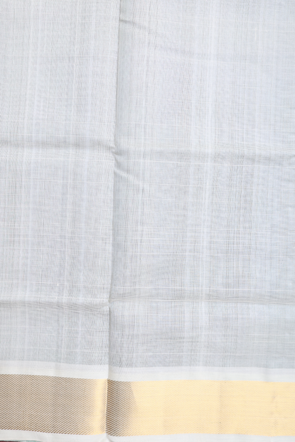 Silk Cotton Saree In Forest Green With Contrast Border