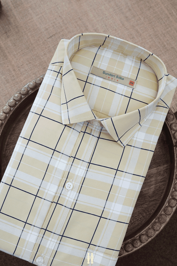 Assorted Tan And Blue Set Of 2 Size 44 Cotton Shirts