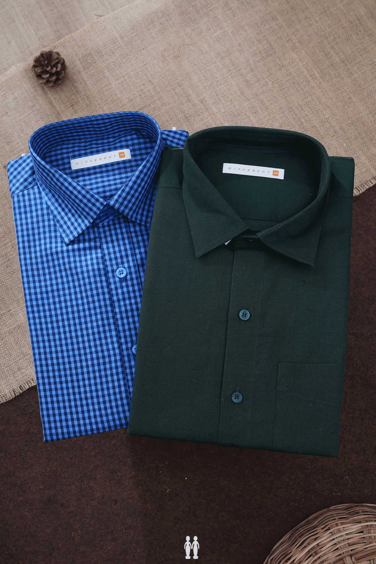 Assorted Blue And Green Set Of 2 Size 38 Cotton Shirts