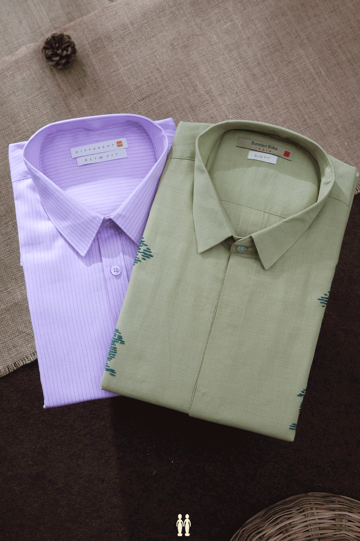 Assorted Pink And Green Set Of 2 Size 44 Cotton Shirts