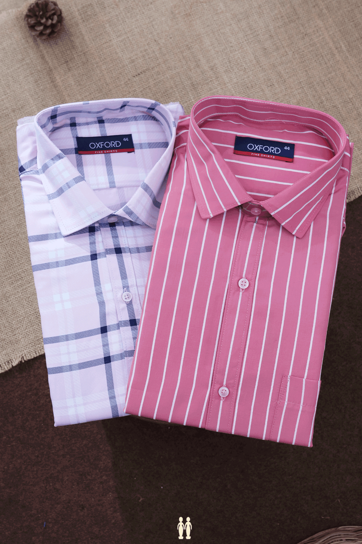 Assorted Pink And Dusty Red Set Of 2 Size 44 Cotton Shirts