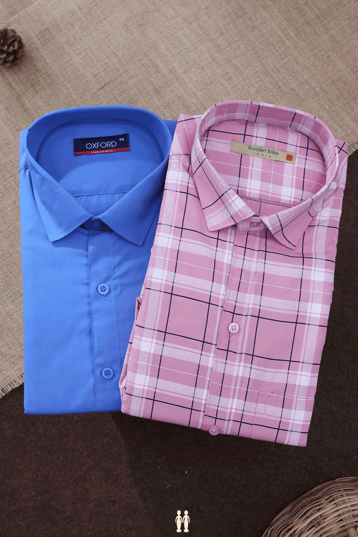 Assorted Pink And Blue Set Of 2 Size 44 Cotton Shirts