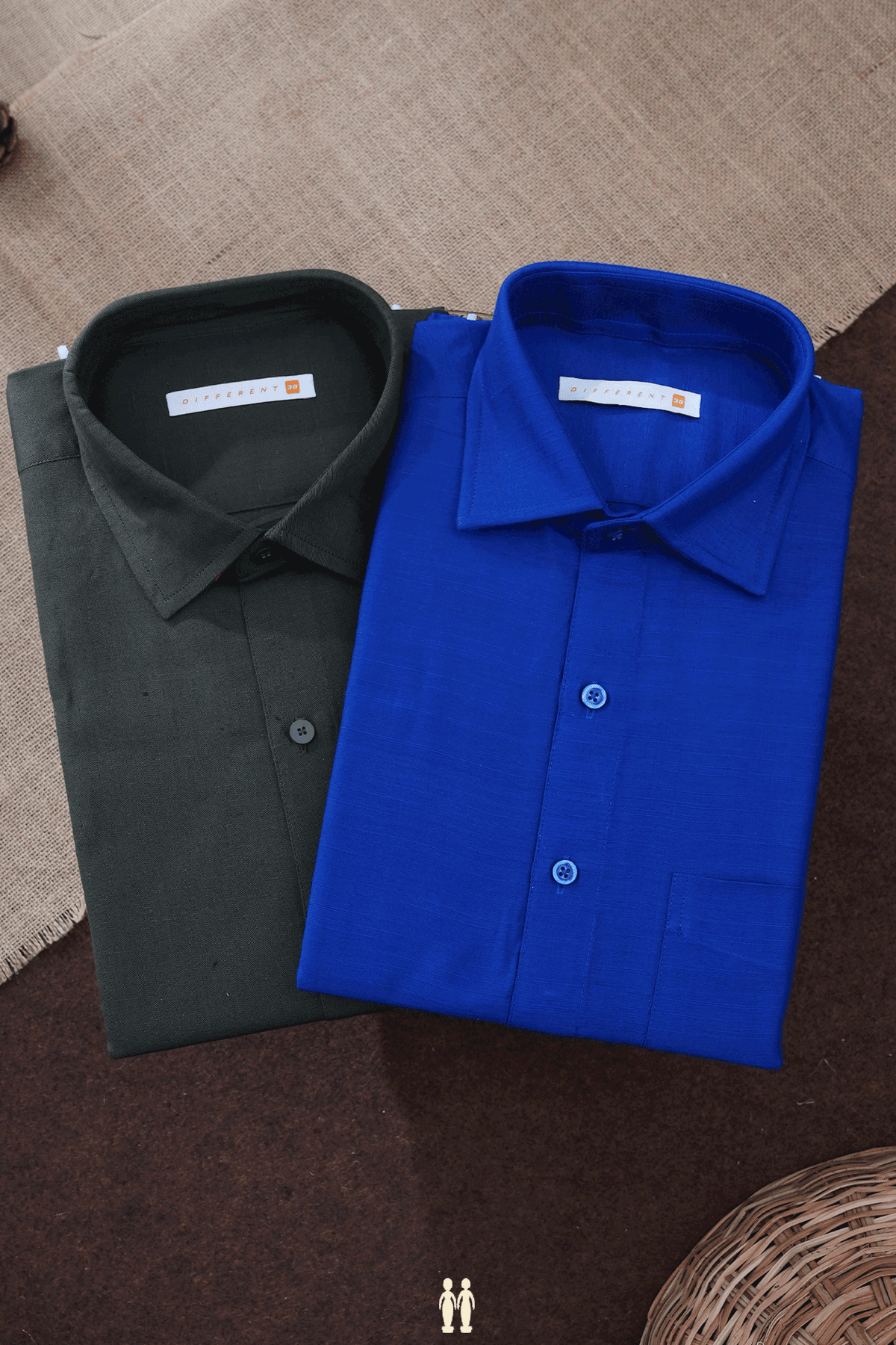 Assorted Green And Blue Set Of 2 Size 38 Cotton Shirts