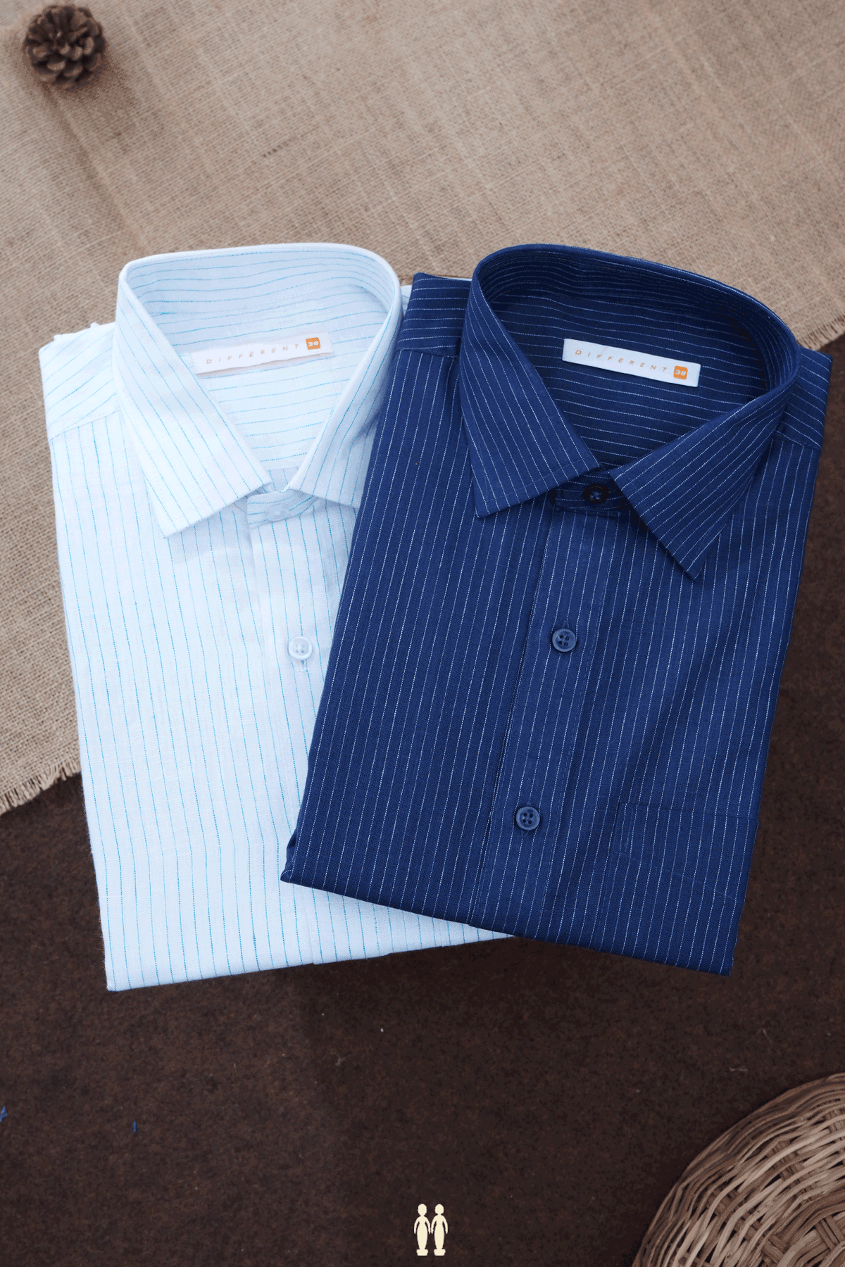 Assorted White And Blue Set Of 2 Size 38 Cotton Shirts