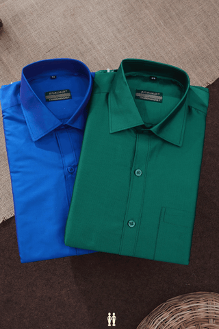 Assorted Blue And Green Set of 2 Size 36 Silk Shirts