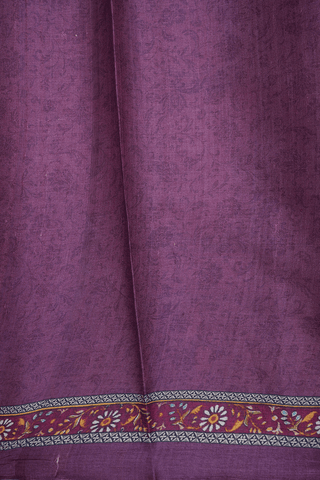 Cow And Floral Printed Berry Purple Tussar Silk Saree