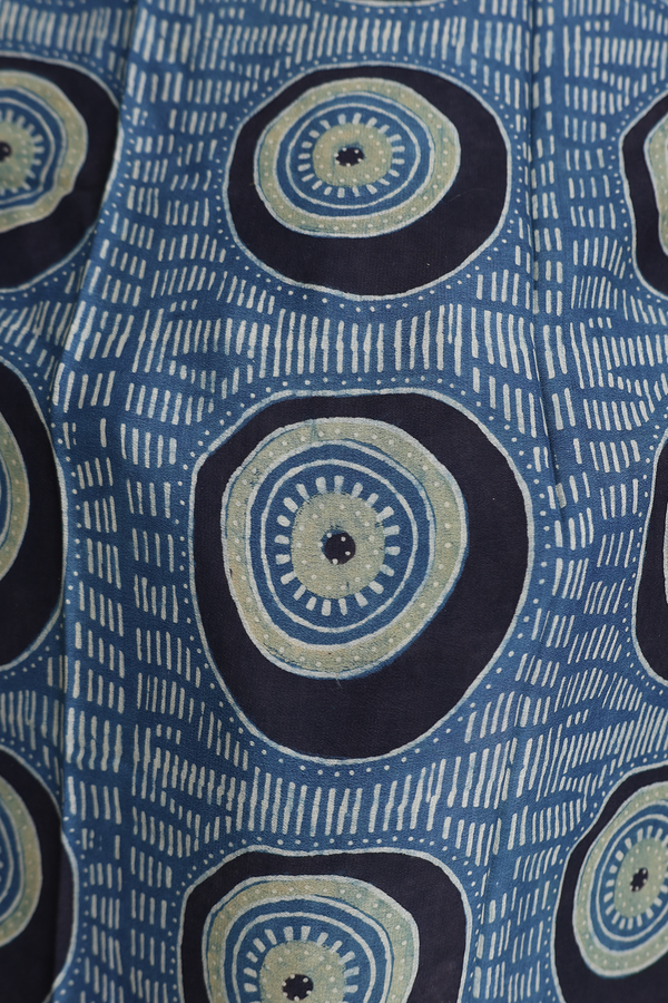 Crepe Saree In Blue With Printed Design