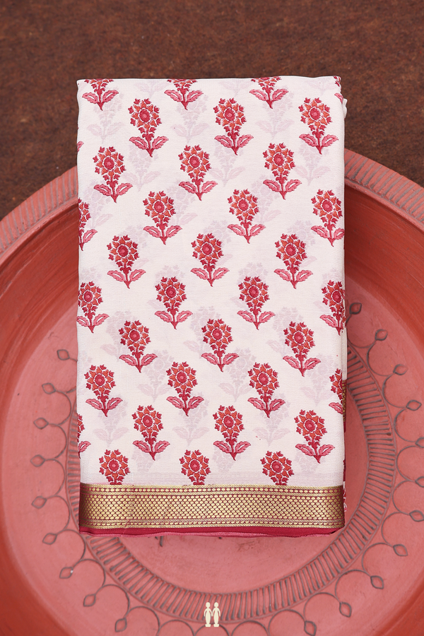 Crepe Saree In Ivory With Floral Buttas